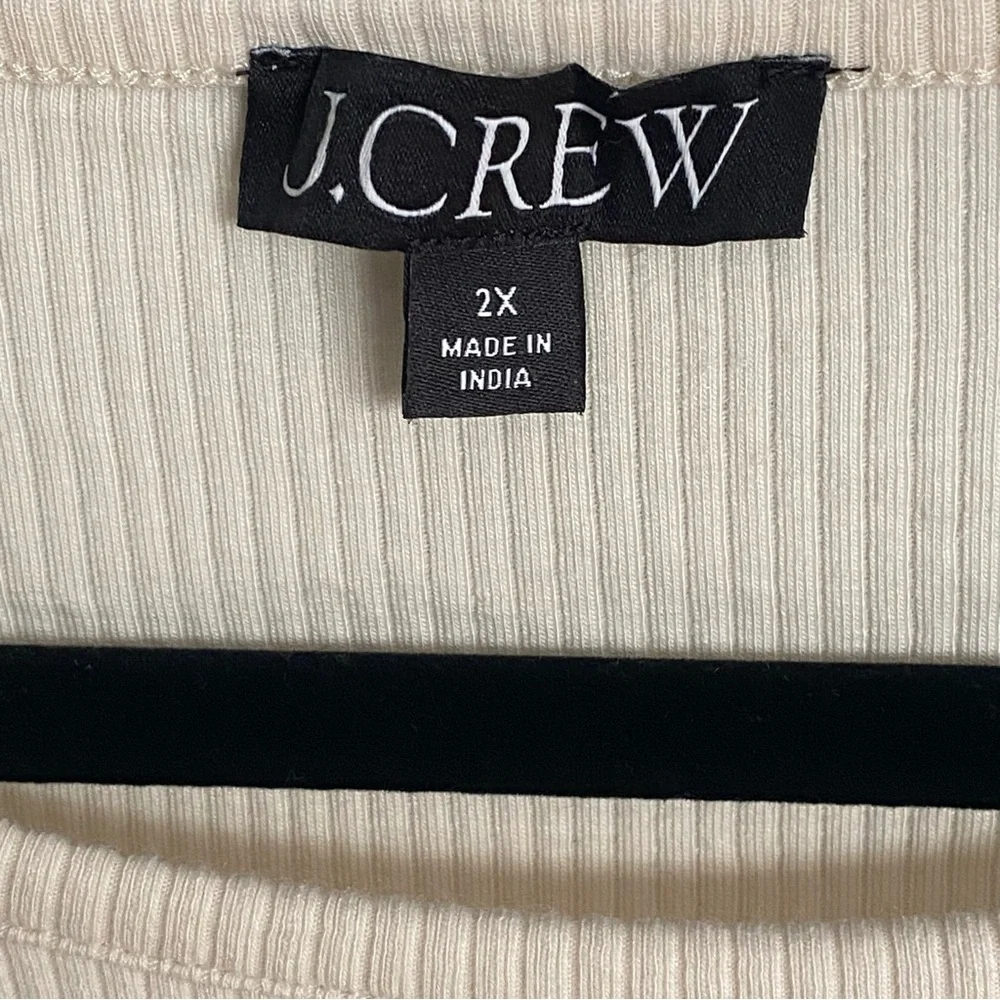 J Crew Vintage Rib Top Cotton Poplin Sleeves Womens Plus Size 2X Stretch Modal